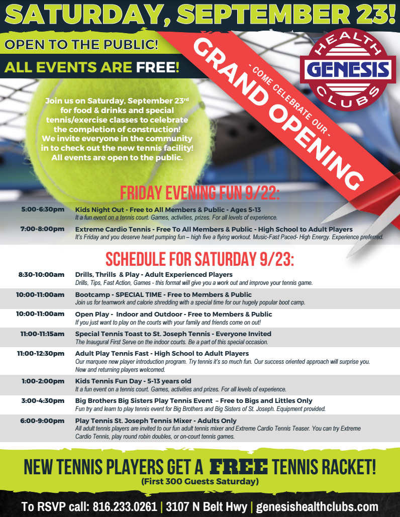 Genesis St Joseph Grand Opening Event Schedule